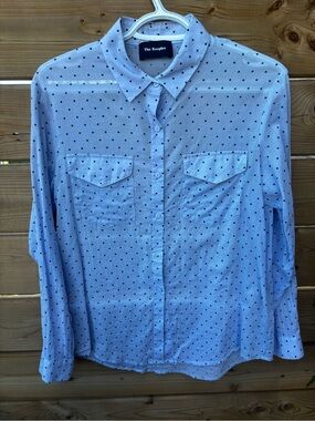 The Kooples Light Blue Shirt with Black Polka Dots